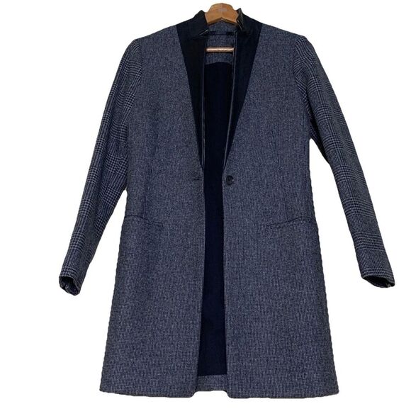 All Saints Jackets & Blazers - AllSaints Lorie Tula Wool Coat Gray Leather Trim Italian Cloth Women's 4